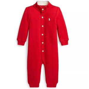 Polo Ralph Lauren French-Rib Cotton Red Coverall, 6M